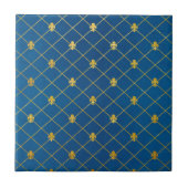 Blauw en goud. Fleur de Lis. Tegeltje (Voorkant)