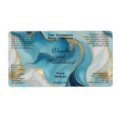 Blauw en Goud Folie Cosmetica Dropper Flesje Label (Voorkant)