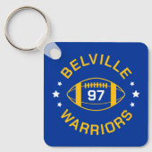 Blauw en Goud Football Speler Jersey Nummer Foto Sleutelhanger (Voorkant)