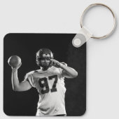 Blauw en Goud Football Speler Jersey Nummer Foto Sleutelhanger (Achterkant)