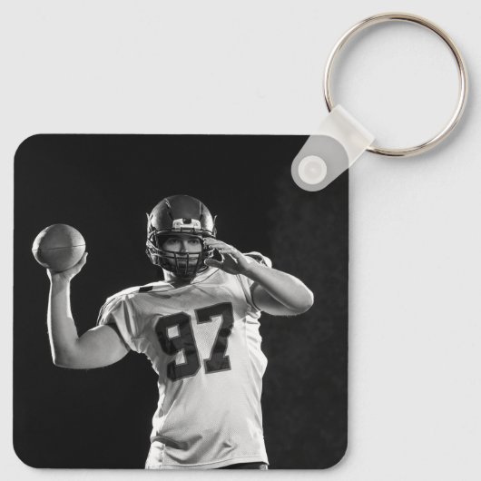 Blauw en Goud Football Speler Jersey Nummer Foto Sleutelhanger (Achterkant)