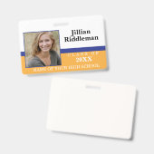 Blauw en Goud Foto Event Badge (Voor- en achterkant)
