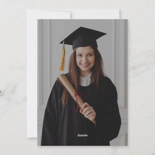 Blauw en Goud Foto Graduation Party Kaart (Achterkant)