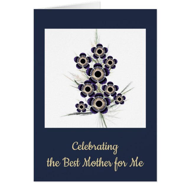 Blauw en Goud Fractal Art Bloemenboeket (Voorkant)