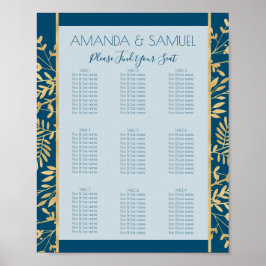 Blauw en goud frame modern poster