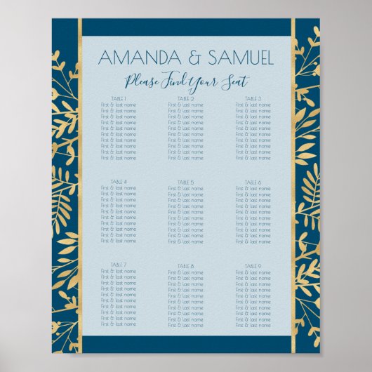 Blauw en goud frame modern poster (Voorkant)