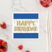 Blauw en Goud Gelukkig Verjaardagspapier Servet (Insitu)