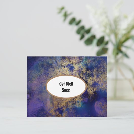 Blauw en goud gemarmerd krijgen goed Briefkaart (Staand voorkant)