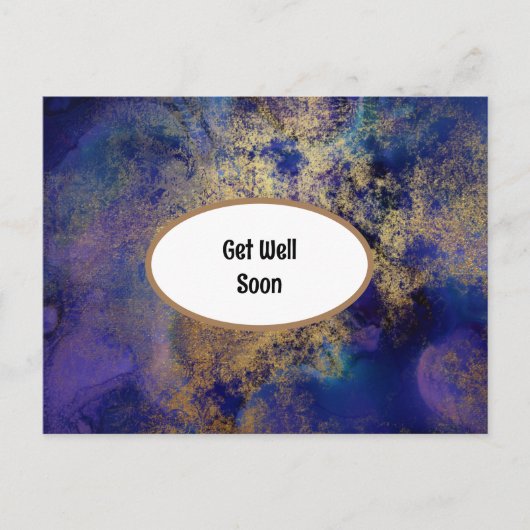 Blauw en goud gemarmerd krijgen goed Briefkaart (Voorkant)