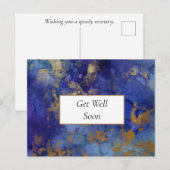 Blauw en goud gemarmerd krijgen goed Briefkaart (Voorkant / Achterkant)