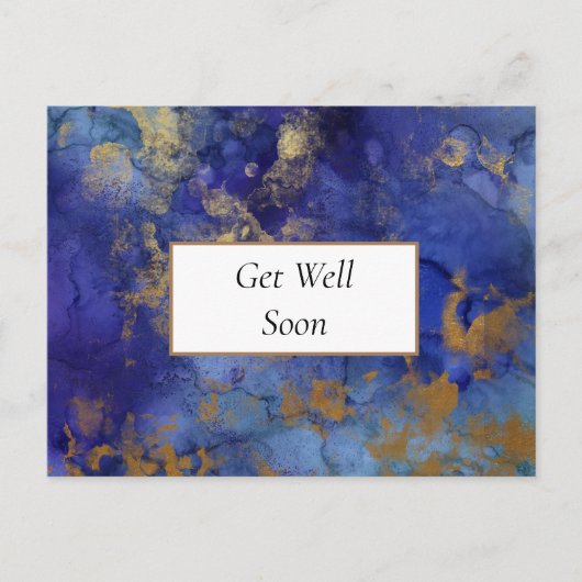 Blauw en goud gemarmerd krijgen goed Briefkaart (Voorkant)