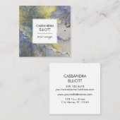 Blauw en goud gemarmerde Abstracte vloeibare kunst Vierkante Visitekaartje (Voorkant / Achterkant)