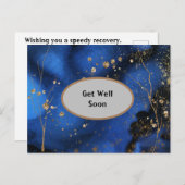 Blauw en goud gemarmerde beterschap ansichtkaart briefkaart (Voorkant / Achterkant)