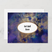 Blauw en goud gemarmerde beterschap kaart (Voorkant / Achterkant)