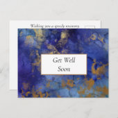 Blauw en goud gemarmerde beterschap kaart (Voorkant / Achterkant)