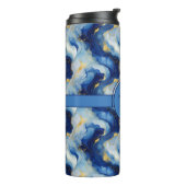 Blauw en goud gemarmerde thermische tuimelaar thermosbeker (Gedraaid links)