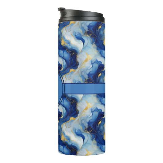 Blauw en goud gemarmerde thermische tuimelaar thermosbeker (Geroteerd rechts)