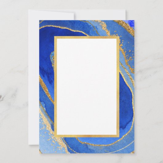 blauw en goud geode | Bar Mitzvah Kaart (Achterkant)