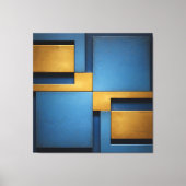 Blauw en goud geometrisch abstract luxe canvas afdruk (Voorkant)