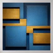 Blauw en goud geometrisch abstract luxe poster (Voorkant)