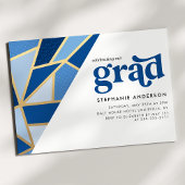 Blauw en Goud Geometrisch Afstudeerfeest Kaart