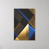 Blauw en Goud Geometrisch Patroon Canvas Afdruk (Voorkant)
