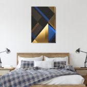 Blauw en Goud Geometrisch Patroon Canvas Afdruk (Insitu (Slaapkamer))