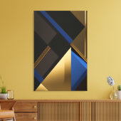 Blauw en Goud Geometrisch Patroon Canvas Afdruk (Insitu (Woonkamer))