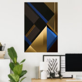Blauw en Goud Geometrisch Poster (Thuiskantoor)