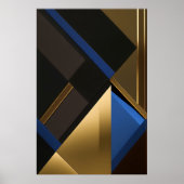 Blauw en Goud Geometrisch Poster (Voorkant)