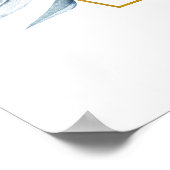 Blauw en Goud Geometrische Eucalyptus Bruiloft Wel Poster (Hoek)