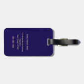 Blauw en goud gepersonaliseerd monogram bagagelabel (Achterkant horizontaal)