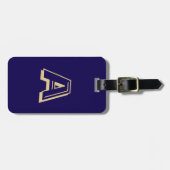 Blauw en goud gepersonaliseerd monogram bagagelabel (Voorkant horizontaal)
