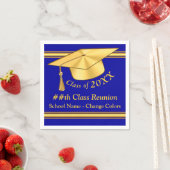 Blauw en goud gepersonaliseerde klasse reünie serv servet (Insitu)