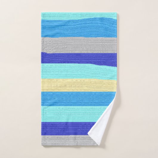 Blauw en Goud Gestreepte Badhanddoek Sets Bad Handdoek (Handdoek)