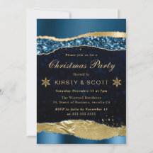 Blauw en Goud Glam Tranen Kerstfeest