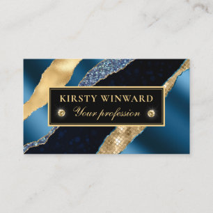 Blauw en goud glans tranen bokeh visitekaartje