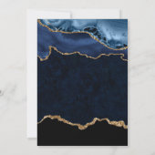 Blauw en goud glinsterend agaat & marmeren bruilof kaart (Achterkant)