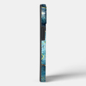 Blauw en goud glinsterend marmer  Case-Mate iPhone case (Achterkant / Rechts)