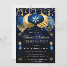 Blauw en goud glinsterende kerstballen Sweet Sixte