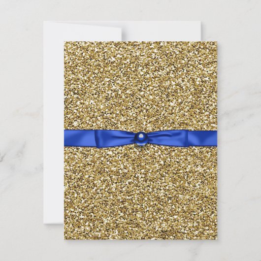 Blauw en Goud Glitter Afstudeeraankondigingen Kaart (Achterkant)