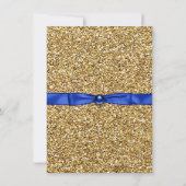 Blauw en Goud Glitter Afstudeeraankondigingen Kaart (Achterkant)
