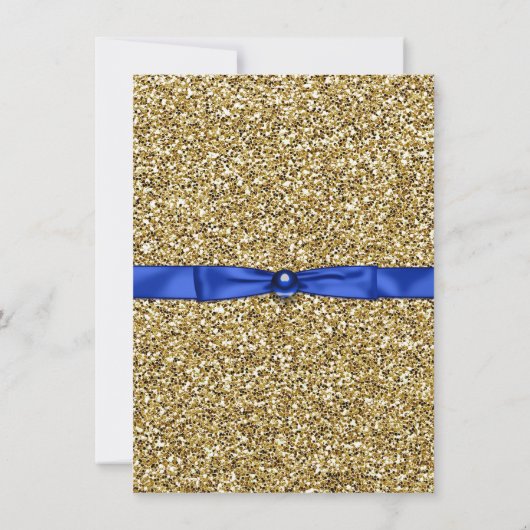 Blauw en Goud Glitter Afstudeeraankondigingen Kaart (Achterkant)