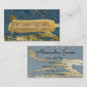 Blauw en Goud Glitter en Sparkle Marble Visitekaartje (Voorkant / Achterkant)