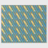 Blauw en goud Glitter Patroon Cadeaupapier (Vlak)