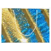 Blauw en goud Glitter Patroon Groot Cadeauzakje (Achterkant)