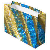 Blauw en goud Glitter Patroon Groot Cadeauzakje (Achterkant Gekanteld)