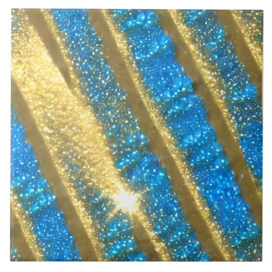 Blauw en goud Glitter Patroon Tegeltje (Voorkant)