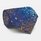 Blauw en Goud Glitter Stropdas (Opgerold)