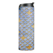 Blauw en Goud Glitter Zeemeermin Schalen Thermosbeker (Gedraaid links)